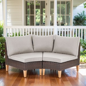 Gymojoy 2 Pieces Patio Furniture Set All-Weather Outdoor Wicker Sectional Sofa - 1 of 4