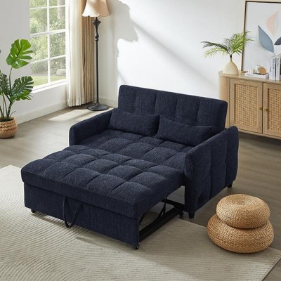 Convertible Couch With An Adjustable Backrest,3 USB Ports And 2 Lumbar Pillows,Corduroy Sofa Bed Couch,Pull-out Loveseat Sofa-Maison Boucle