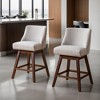 Leovsnove Counter Height Swivel Barstools Set of 2,26" H Seat Height Upholstered Bar Stools,Fabric Bar Stools with Back,Solid Wood Legs - 2 of 4