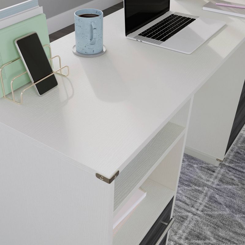 Vista Key 1Drawer Desk Misted Elm - Sauder: Coastal Style, File Storage, Adjustable Shelves, Laminated Surface, 5 of 9