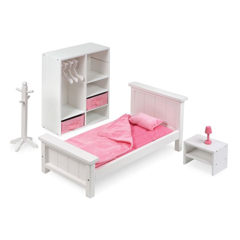Bedroom Furniture Set for 18" Dolls - White/Pink, 4 of 7