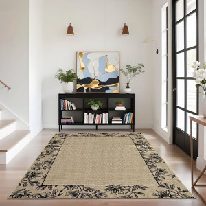 Floral Machine Washable Area Rugs Modern Bordered Rugs for Living Room - 1 of 4