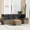 vidaXL Patio Sofa Set with Cushions Outdoor Furniture 6 Piece Poly Rattan - 2 of 4