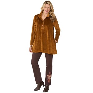 Woman Within Velour Henley Swing Tunic - 1 of 4