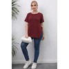 Women's Round Neck Split Hem Short Sleeve T-Shirt Casual Basic Stretchy Cotton Tee Summer Top - 2 of 4