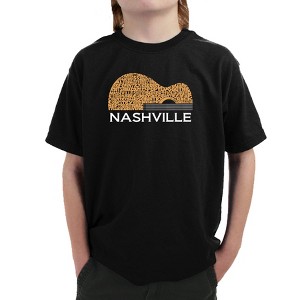 LA Pop Art Nashville Guitar - Boy's Word Art T-Shirt - 1 of 4