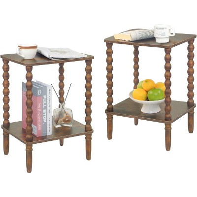 Side Table, Small End Table with Storage Shelf, 2-Tier Small Coffee Tables Living Room