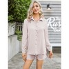 Women's  2 Piece sets  Button Down Shirt Long Sleeve Short Drawstring  Outfits - 2 of 4
