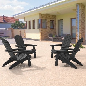 Sonkuki 4-Pack Folding Adirondack Chair Patio Outdoor Plastic Fire Pit Chair Weather Resistant for Lawn, deck and Backyard - 1 of 4