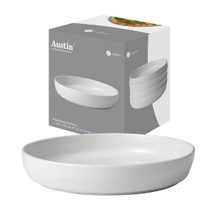 Libbey Austin 10 inch Porcelain Coupe Dinner Plate, Set of 4, White - 1 of 4