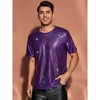 Lars Amadeus Men's Round Neck Short Sleeves Nightclub Party Metallic T-Shirt - 2 of 4