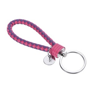 Unique Bargains Braided PU Leather Wallet Keychain with Stainless Steel Key Ring - 1 of 3