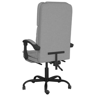 Gray Fabric Swivel Office Chair with Fixed Arms and Metal Base