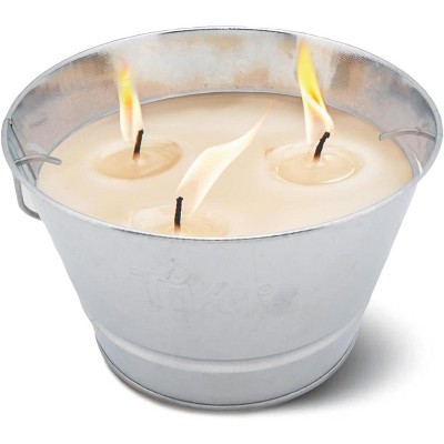 BRINJOY Citronella Candle 28-Ounce – Triple Wick Metal Bucket with Lid (Silver) – Long-Lasting Outdoor Candle for Patio, Deck, Garden, Backyard