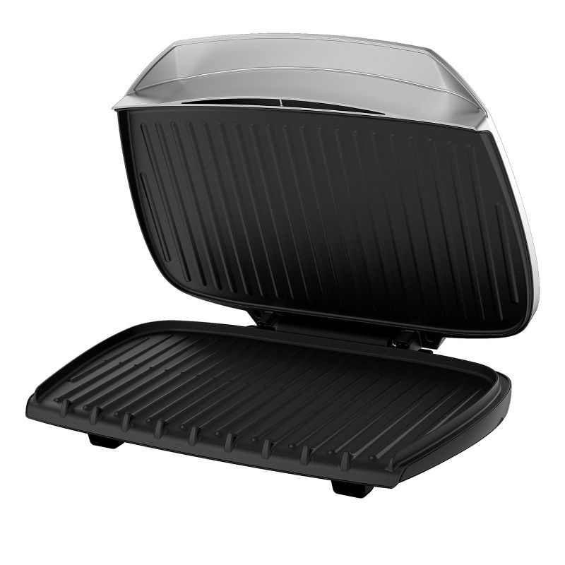 George Foreman 9 Serving Nonstick Grill and Panini in Silver with Drip Pan, 3 of 12