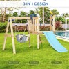 Whisen 3 in 1 Wooden Swing Set Outdoor Playset with Baby Swing Seat, Toddler Slide, Captain's Wheel, Gift for Kids - Natural Wood - 4 of 4
