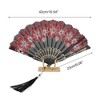 Unique Bargains Rose Lace with Tassel Folding Fan 1 Pc - 2 of 4