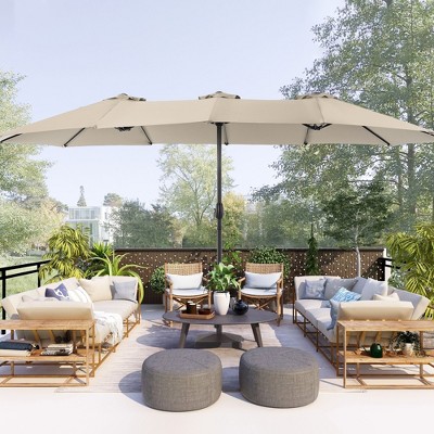 Sonkuki 15x9ft Double-Sided Patio Umbrella Aluminum with Large Canopy