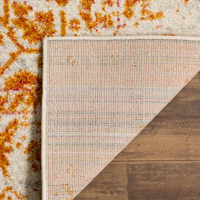 Cream and Orange 3' x 5' Synthetic Area Rug