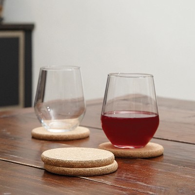 Natural Cork Round Coasters Set of 4 in Beige