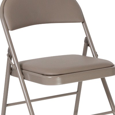 Hercules Series Double Braced Gray Vinyl Metal Folding Chair - 4 Pack