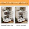 28'' Modern Glass Door Buffet Cabinet with Adjustable Shelf and Drawer for Dining Room or Entryway Storage-Cuddlewood - 3 of 4