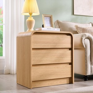 SinCiDo Modern Nightstand w/Charging Station, 25" Tall Wood Bedside Table w/3 Storage Drawers, End Table for Bedroom, Living Room - 1 of 4