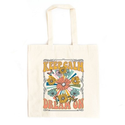 City Creek Prints Keep Calm Dream On Canvas Tote Bag - 15x16 - Natural