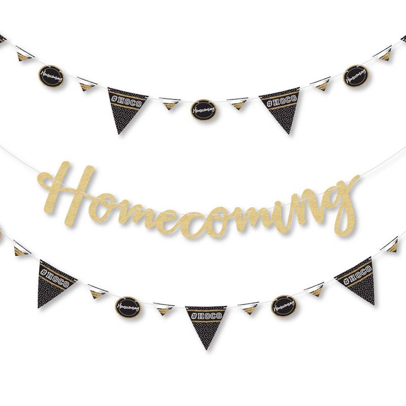 Big Dot of Happiness Hoco Dance - Homecoming Letter Banner Decoration - 36 Banner Cutouts and No-Mess Real Gold Glitter Homecoming Banner Letters, 1 of 10