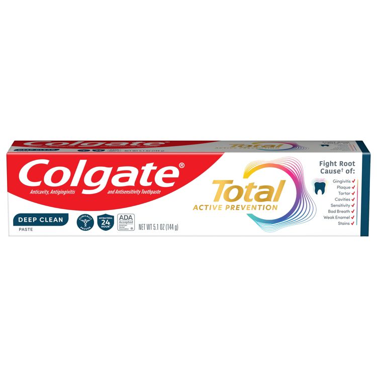 Colgate Total Active Prevention Deep Clean Whitening Toothpaste - Mint - 5.1oz: Gel, Contains Stannous Fluoride, Sugar-Free, Vegan, 1 of 20