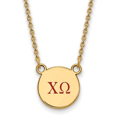 Black Bow Jewelry 14k Yellow Gold Plated Sterling Silver Chi Omega Greek Life Necklace 18 Inch