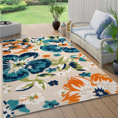 Bergamo Multi-Color Floral Synthetic Indoor/Outdoor Area Rug