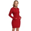 Women Long Sleeve Pocket Solid Color Pullover Hooded Tunic Dress - 3 of 4