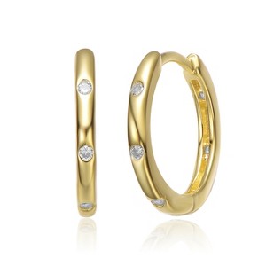 Guili Kids 14K Gold Plated Hoop Earrings with Enamel and Cubic Zirconia, Featuring Vibrant Design in Gold, Pink, Red, and White for Stylish Young Fans - 1 of 1