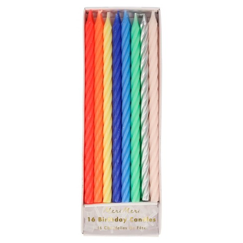 Meri Meri Multi Neon Twisted Candles (pack Of 16) : Target