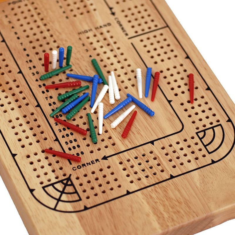 WE Games Classic Solid Wood, 4 Track Cribbage Board, 4 of 6
