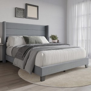 Home Design Niles Full Upholstered Panel Bed, Gray - 1 of 4
