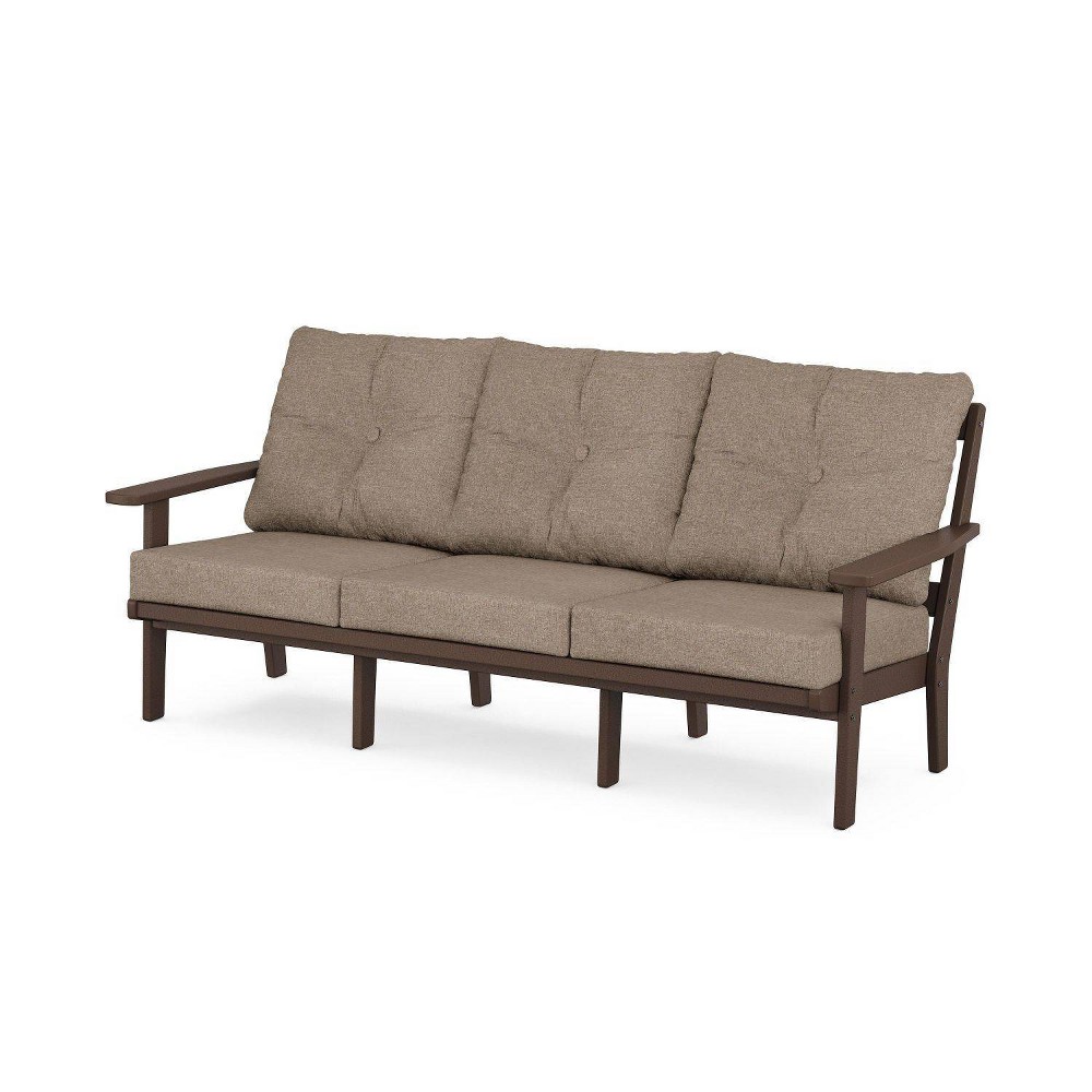 POLYWOOD Prairie Deep Seating Outdoor Patio Sofa Mahogany/Spiced Burlap: Craftsman Style, Weather-Resistant