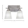 Toltec Lighting Uptowne 2 - Light Vanity in  Aged Silver with 4.5" Square White Muslin Shade - 2 of 2