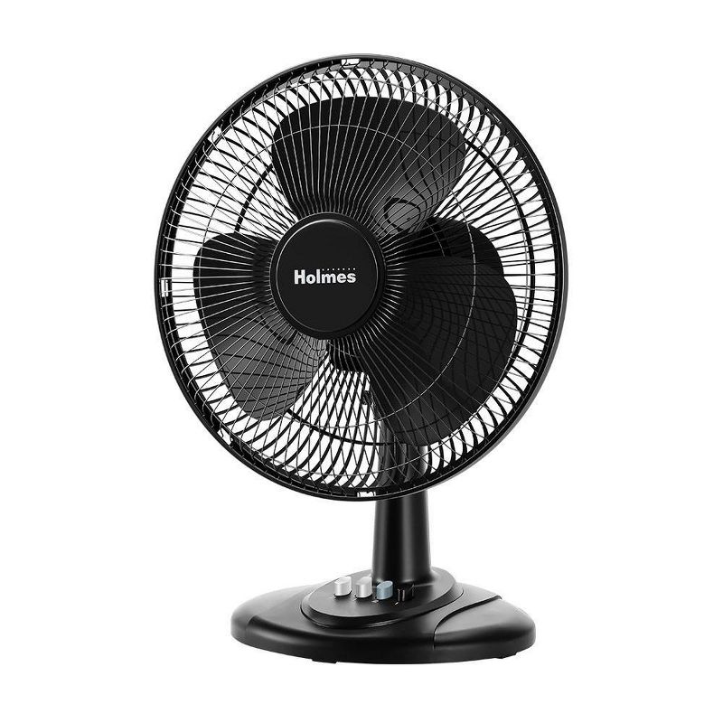 Holmes 12&#34; Oscillating 3 Speed Adjustable Table Fan with Push Button Controls, 1 of 12