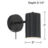 360 Lighting Carla Modern Wall Lamps Set of 2 Black Plug-in 5" Light Fixture with USB Charging Port Cylinder Metal Shade for Bedroom Living Room - 4 of 4