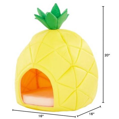 Small Yellow Pineapple Pet Bed House with Cushion