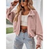 Imily Bela Womens Loose Fit Cropped Bomber Jacket Zip Up Long Sleeve Casual Outerwear with Pockets - 3 of 4