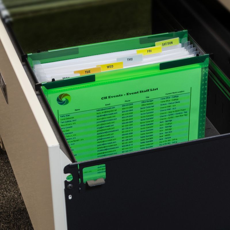 C-Line® Expanding File Folder, 7-Pocket, Hanging Tabs, Bright Green, Pack of 3, 5 of 7
