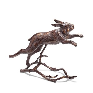SPI Home Running Bunny Garden Sculpture – Cast Iron Outdoor Rabbit Decor, 12" H Rustic Animal Accent - 1 of 3