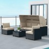 6-Piece Iron Rattan Sofa Set with Single Sofa Chairs, Round Rattan Weaving Tempered Glass Coffee Table, Thick Chemical Fiber Cloth Cushions - 2 of 4