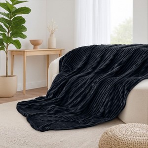 Cozy Soft Striped Fleece Blankets Decorative Plush Luxury Ribbed Warm Blanket for Couch, Sofa, Chair & Bed  - Lux Decor Collection - 1 of 4