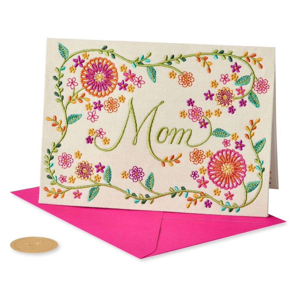 Photos - Envelope / Postcard Birthday Card Mom Embroidered Flowers - PAPYRUS