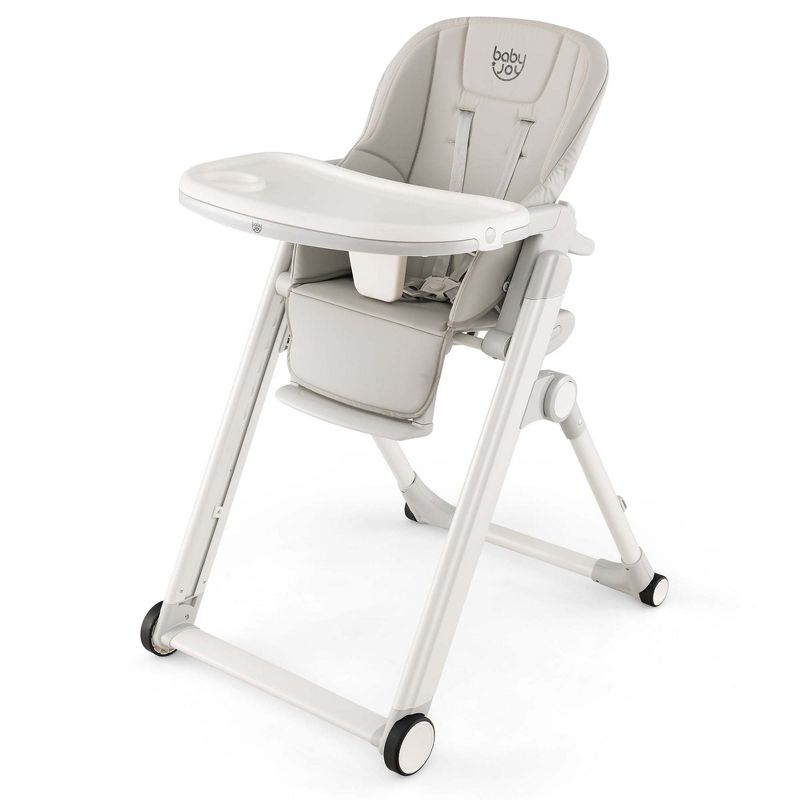 Babyjoy Foldable High Chair Baby Height Adjustable Feeding Chair for Toddlers Dark Gray/Light Gray, 1 of 11