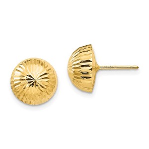 Black Bow Jewelry 10mm Diamond-cut Half-Ball Post Earrings in 14k Yellow Gold - 1 of 4